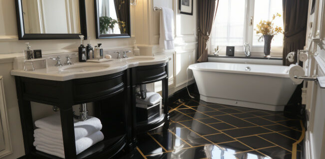 Spacious bathroom with tub